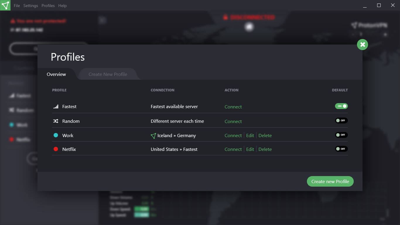 ProtonVPN screenshot