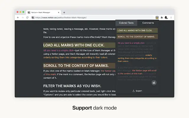 Notion+ Mark Manager screenshot