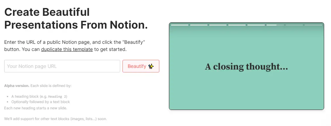 Notion slideshow tool