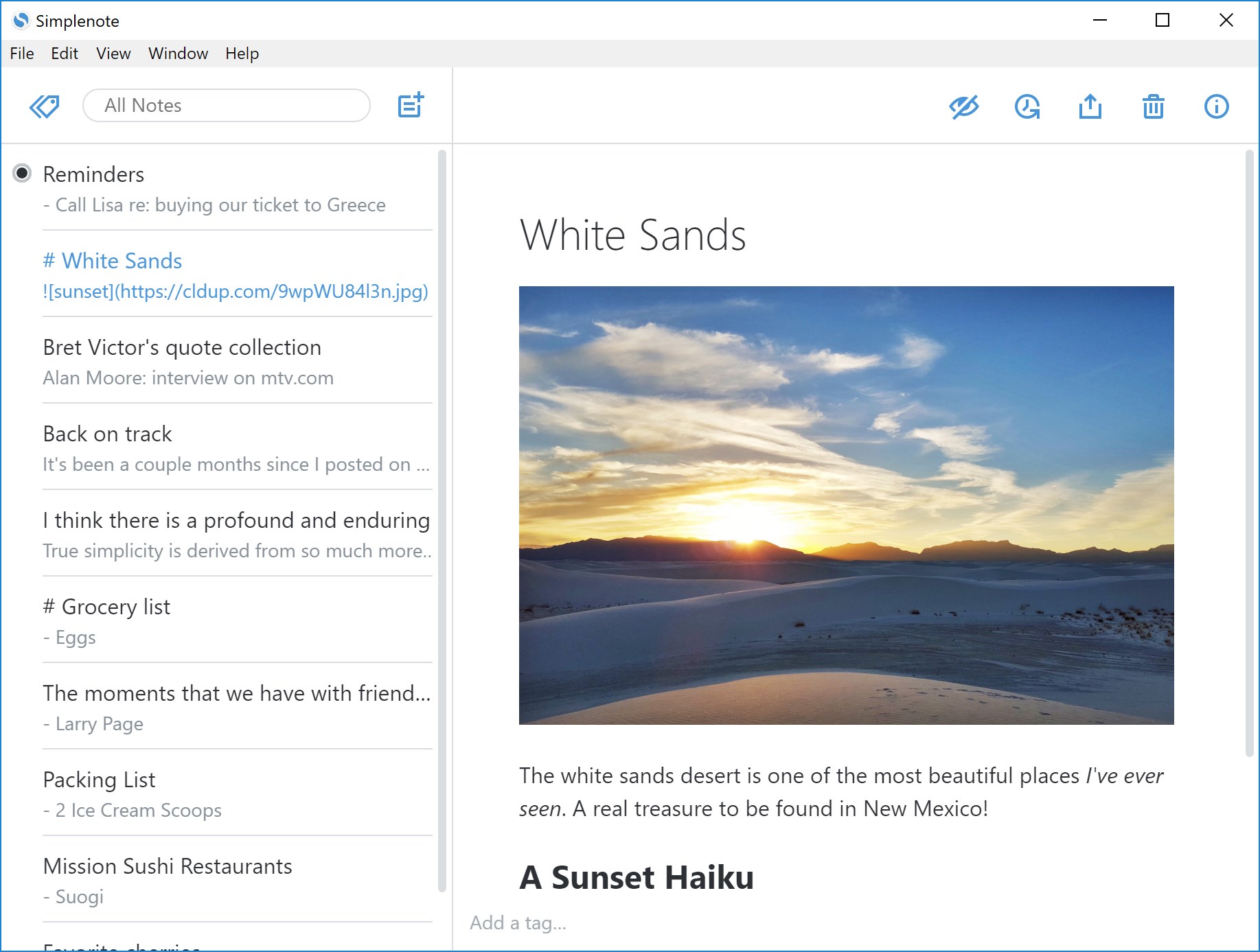 Simplenote screenshot