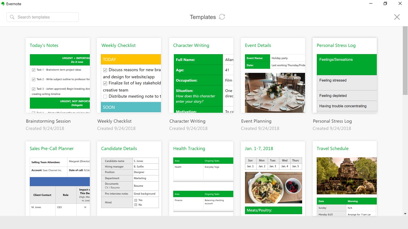 Evernote screenshot