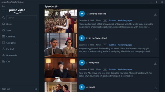 Amazon Prime Video for Windows screenshot