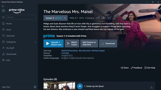 Amazon Prime Video for Windows screenshot