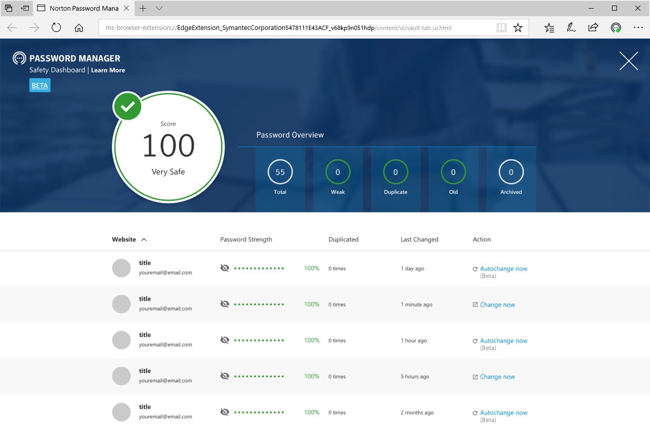 Norton Password Manager screenshot